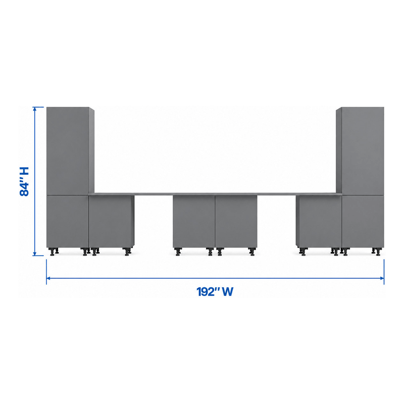 Klovo Grey 8-Piece Garage Cabinet System with Laminated Worktops