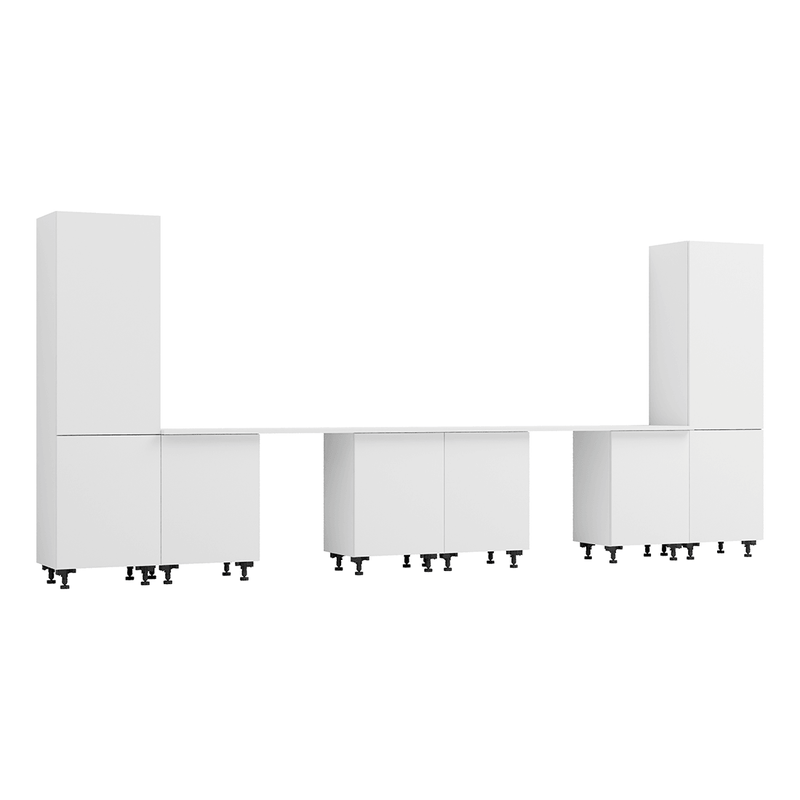 Klovo White 8-Piece Garage Cabinet System with Laminated Worktops