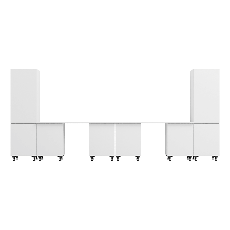 Klovo White 8-Piece Garage Cabinet System with Laminated Worktops