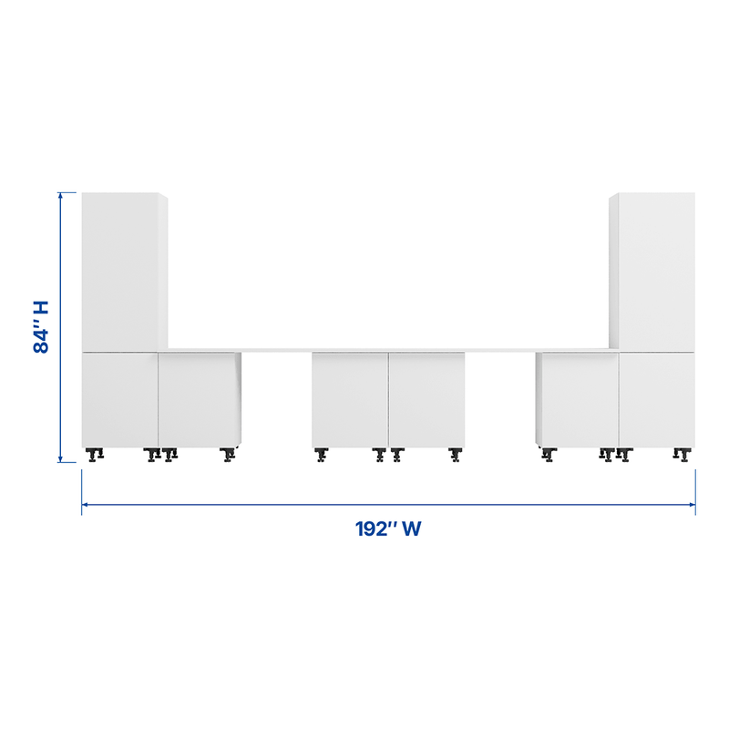 Klovo White 8-Piece Garage Cabinet System with Laminated Worktops