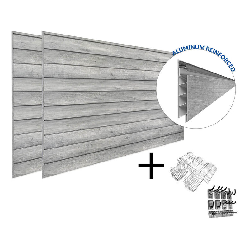 Proslat PROCORE+ Slatwall Ultimate Bundle (Gray Wood) | 37109K | Garage Giant