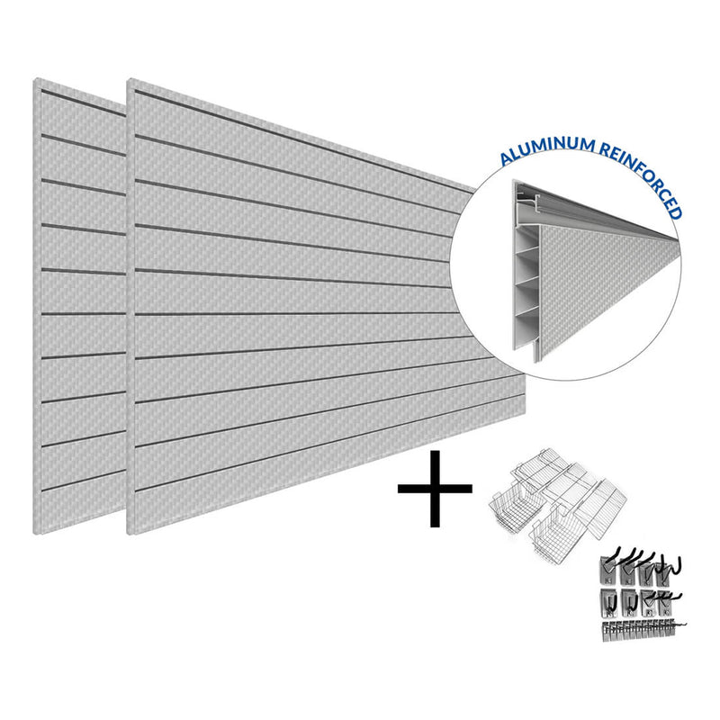 Proslat PROCORE+ Silver Gray Carbon Fiber Slatwall Ultimate Bundle | 37709K | Garage Giant