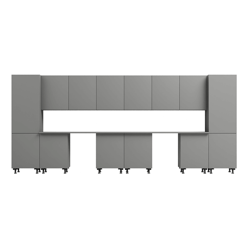 Klovo Grey 14-Piece Garage Cabinet System with Laminated Worktops