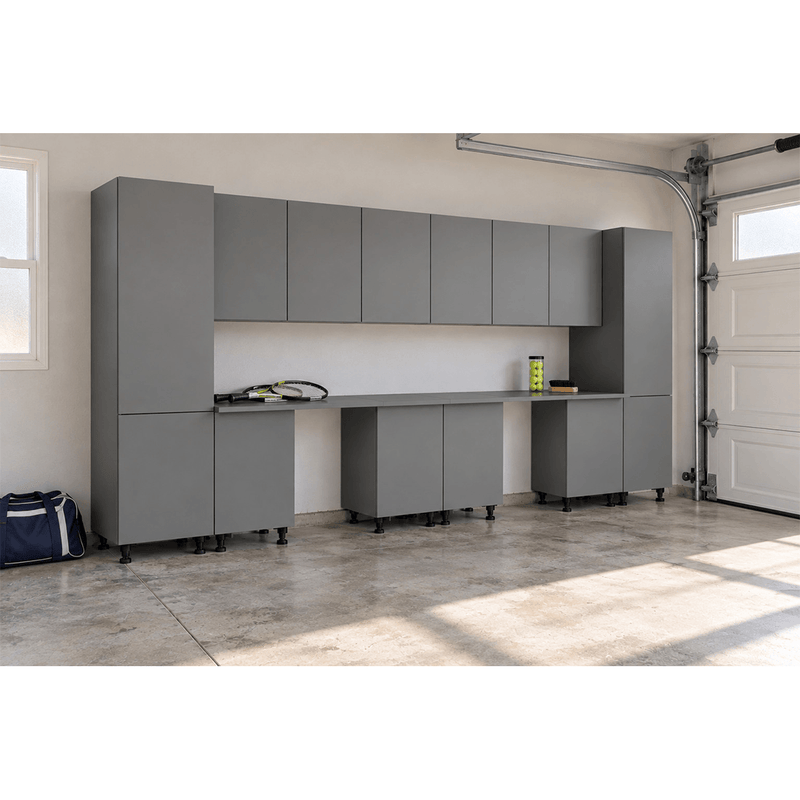 Klovo Grey 14-Piece Garage Cabinet System with Laminated Worktops