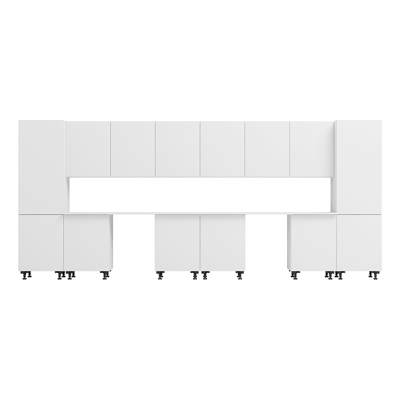 Klovo White 14-Piece Garage Cabinet System with Laminated Worktops