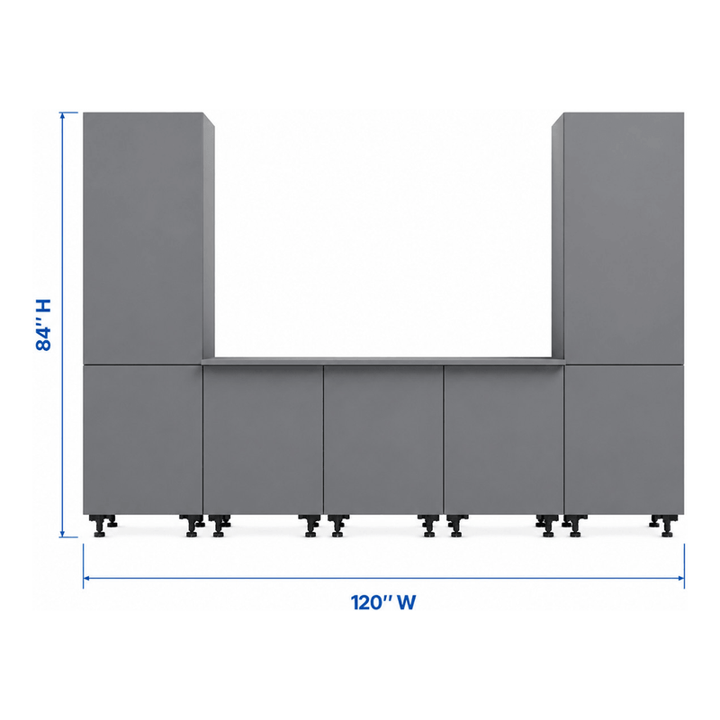 Klovo Grey 6-Piece Garage Cabinet System with Laminated Worktop