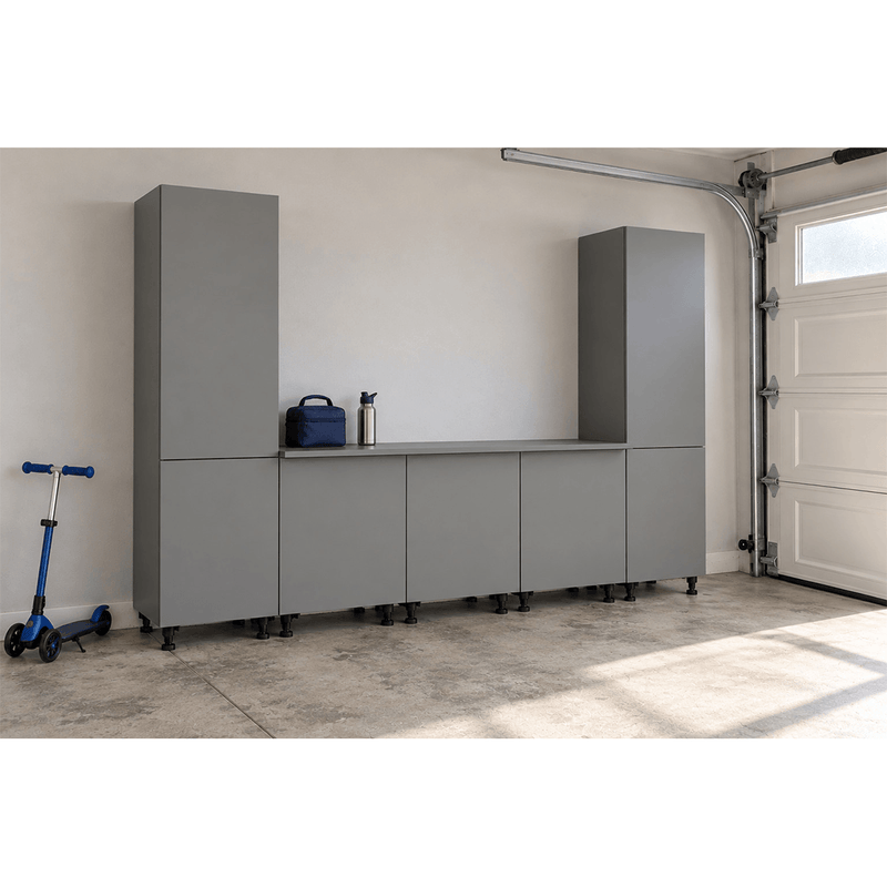 Klovo Grey 6-Piece Garage Cabinet System with Laminated Worktop
