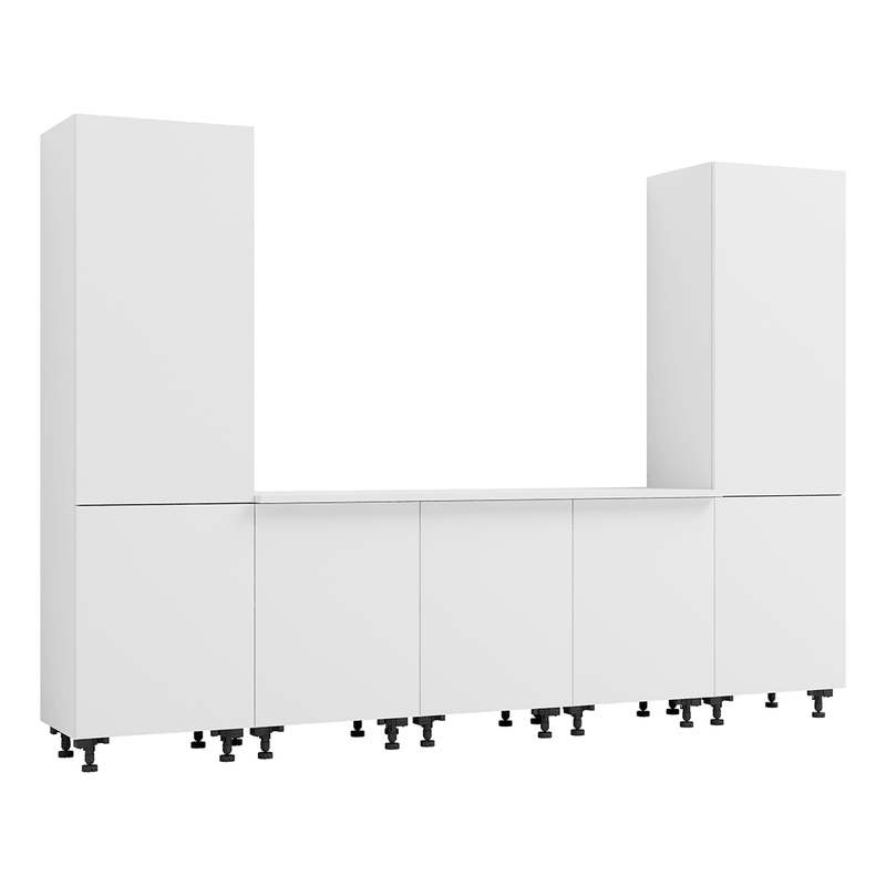 Klovo White 6-Piece Garage Cabinet System with Laminated Worktop