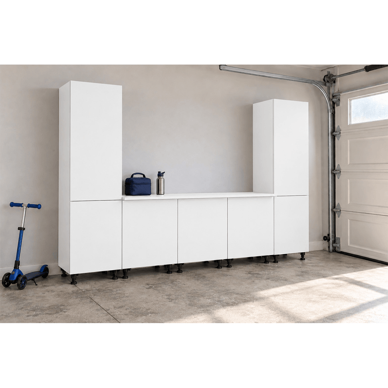 Klovo White 6-Piece Garage Cabinet System with Laminated Worktop