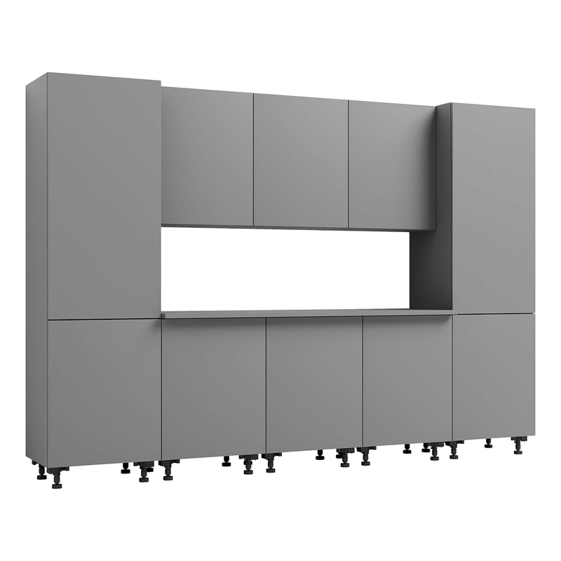 Klovo Grey 9-Piece Garage Cabinet System with Laminated Worktop