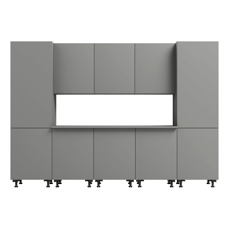 Klovo Grey 9-Piece Garage Cabinet System with Laminated Worktop