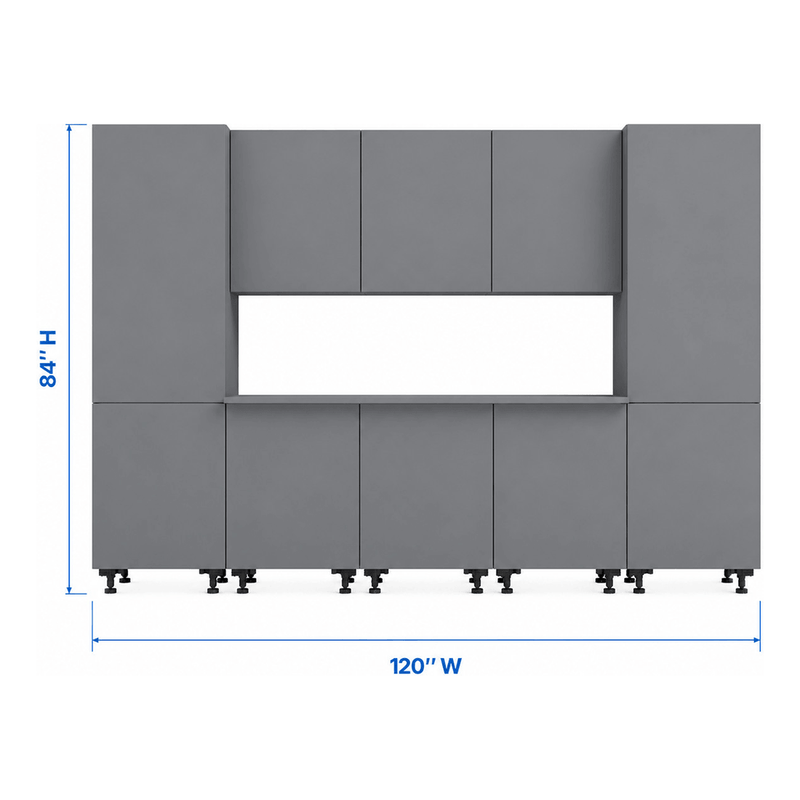 Klovo Grey 9-Piece Garage Cabinet System with Laminated Worktop