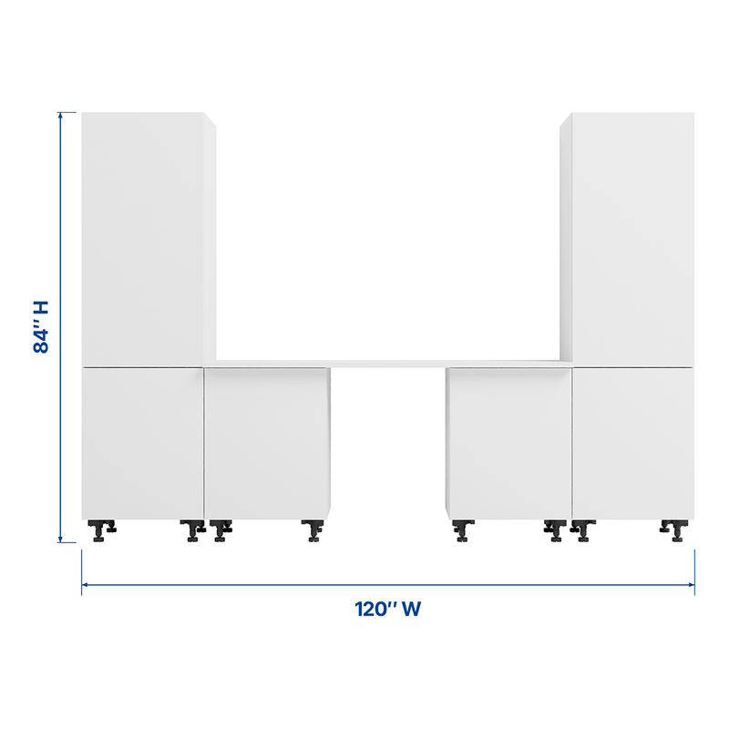 Klovo White 5-Piece Garage Cabinet System with Laminated Worktop