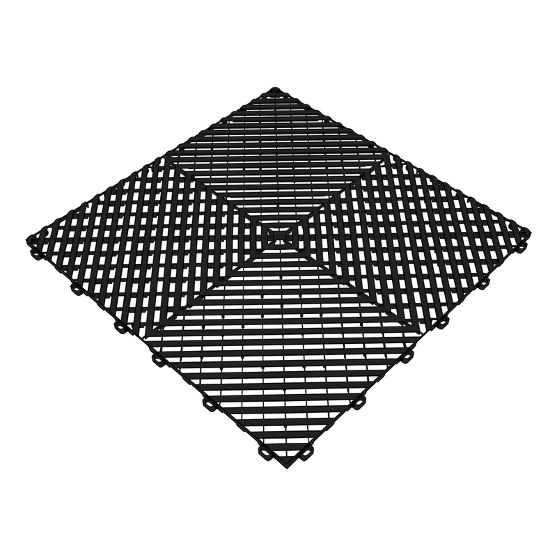 Swisstrax Ribtrax Pro Jet Black Garage Floor Tiles (24 Pack)