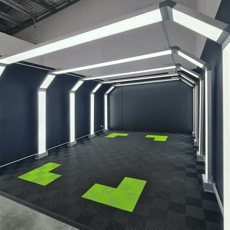 Swisstrax Ribtrax Pro Techno Green Garage Floor Tiles (24 Pack)