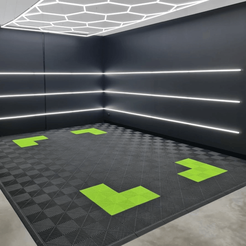 Swisstrax Ribtrax Pro Techno Green Garage Floor Tiles (6 Pack)