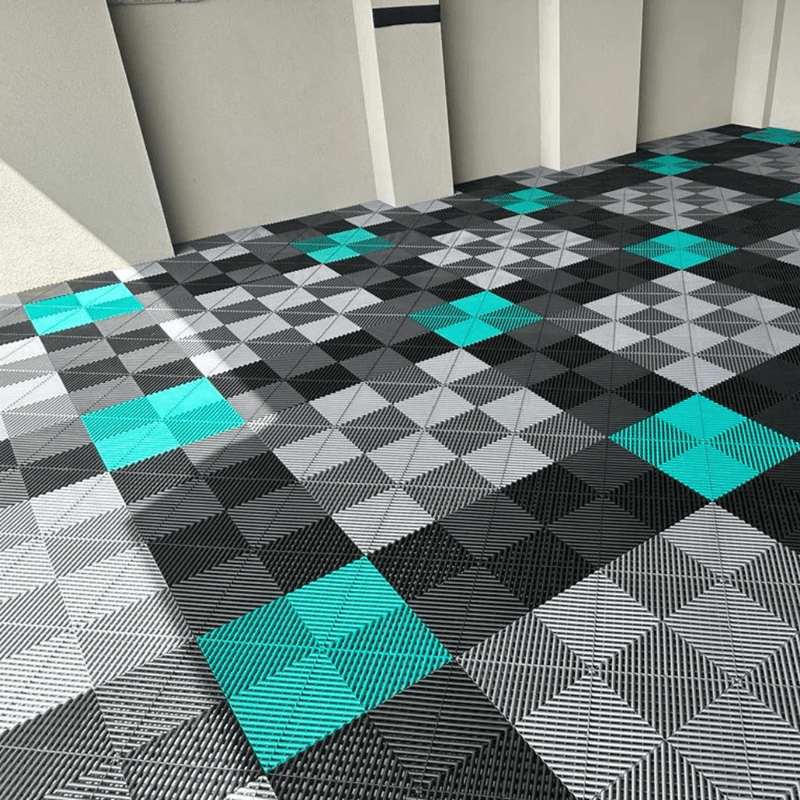 Swisstrax Ribtrax Pro Teal Garage Floor Tiles (24 Pack)