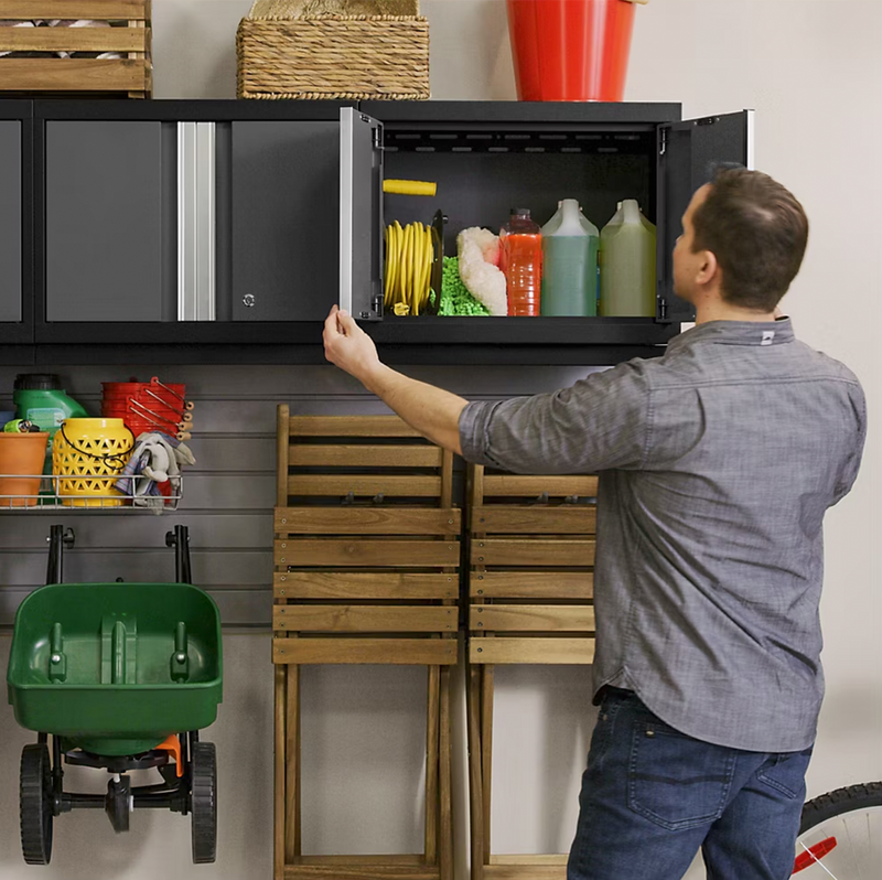 NewAge Products Bold Grey 7-Piece Garage Cabinet System with Stainless Steel Worktop