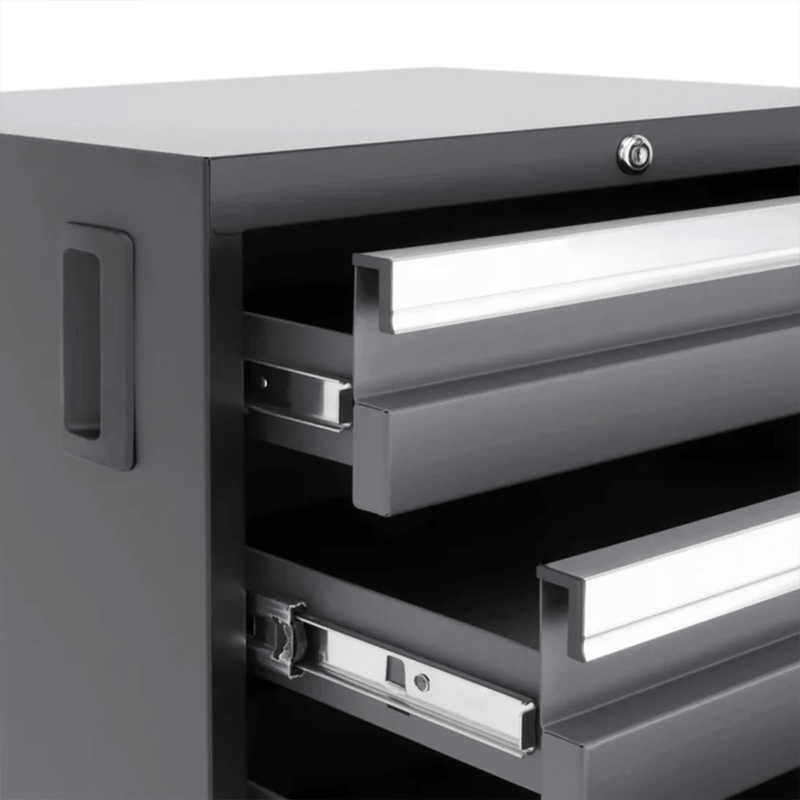 NewAge Products Bold Red 12-Piece Garage Cabinet Set with Stainless Steel Worktops