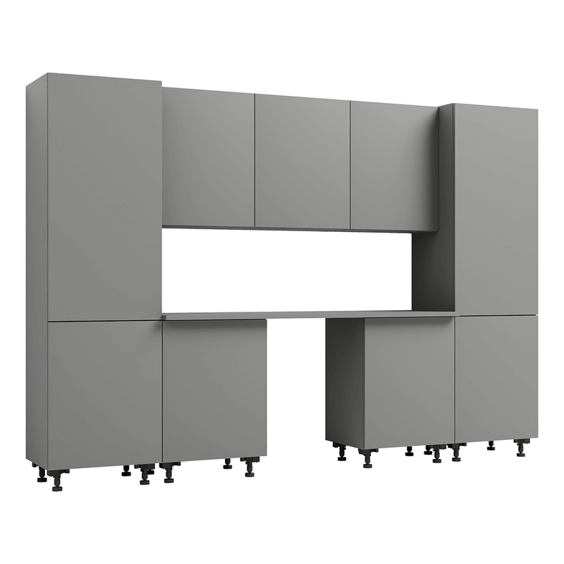Klovo Grey 8-Piece Garage Cabinet Set with Laminated Worktop