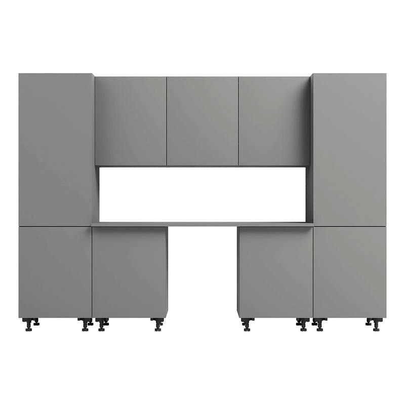 Klovo Grey 8-Piece Garage Cabinet Set with Laminated Worktop