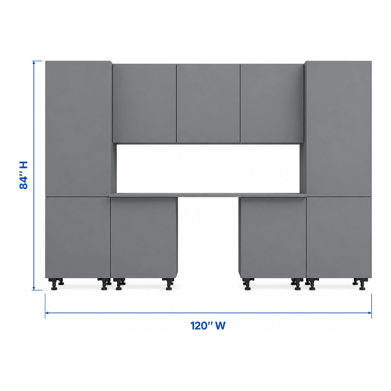 Klovo Grey 8-Piece Garage Cabinet Set with Laminated Worktop