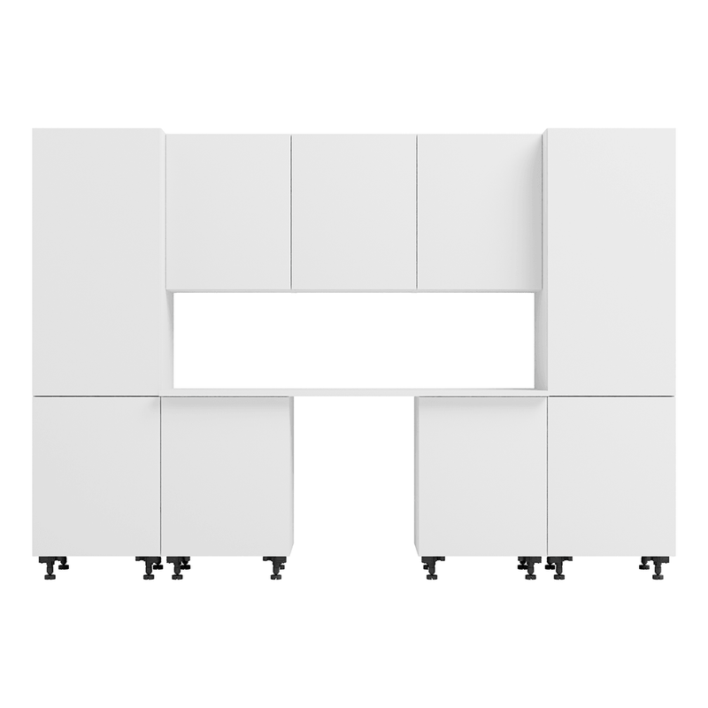 Klovo White 8-Piece Garage Cabinet Set with Laminated Worktop