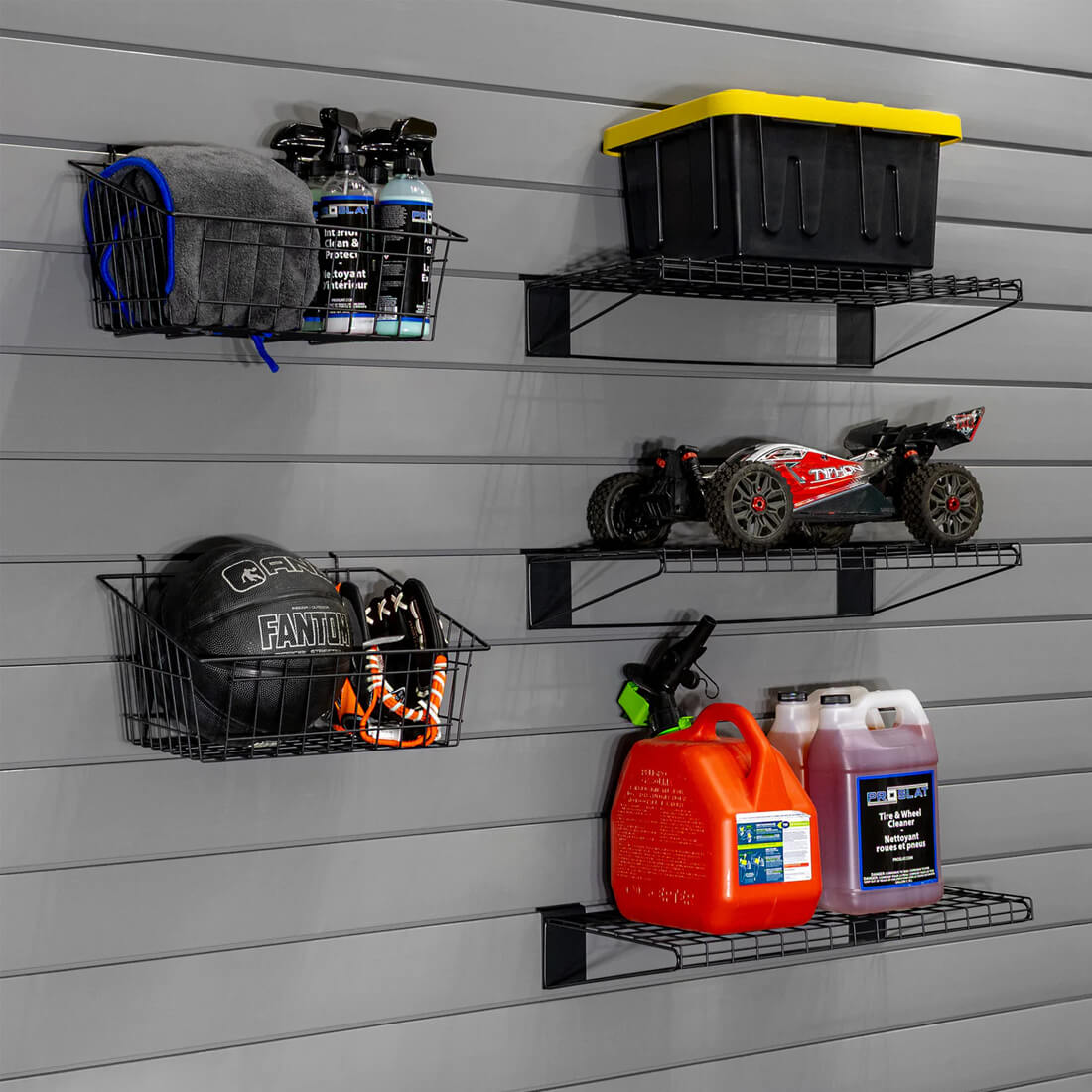 Proslat Stealth Ultimate Bundle - Charcoal PVC Slatwall — Garage