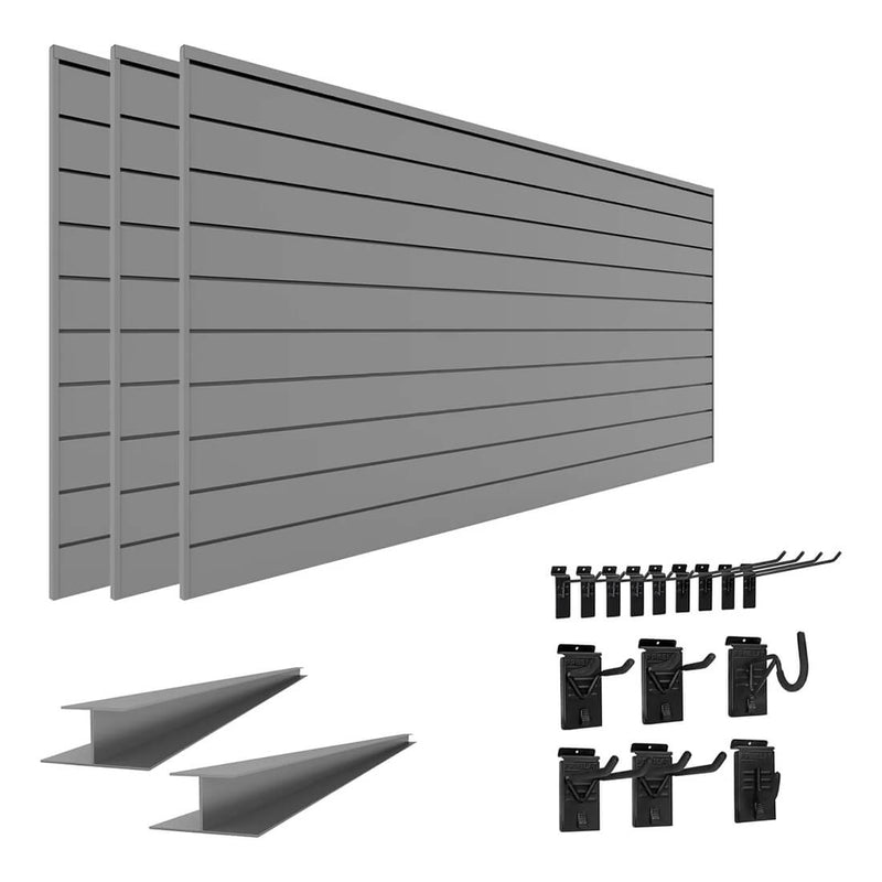 Proslat Stealth Standard Bundle - Light Grey PVC Slatwall