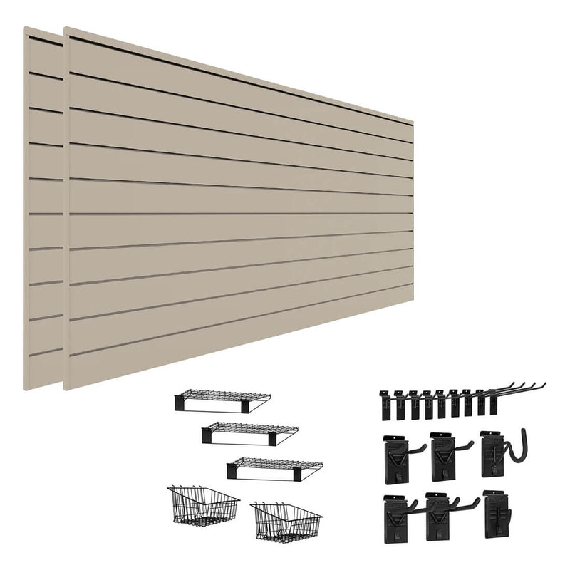 Proslat Stealth Ultimate Bundle - Sandstone PVC Slatwall