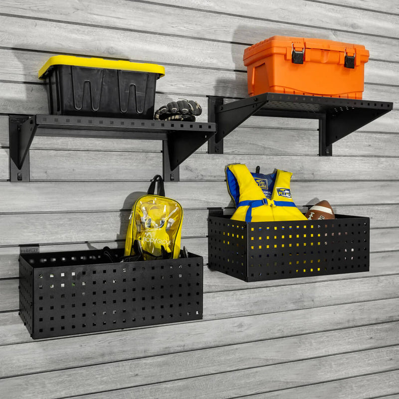 Proslat Stealth Slatwall Heavy-Duty Shelf and Basket Kit