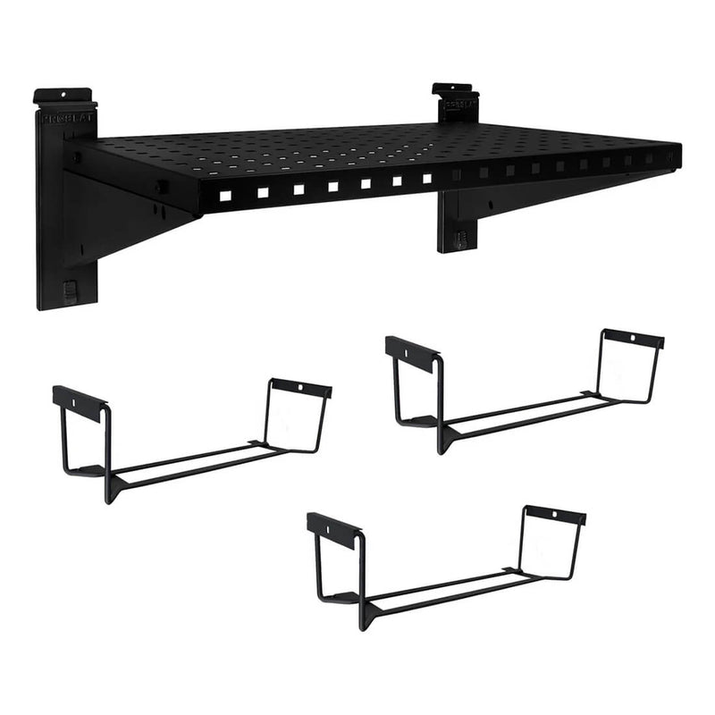 Proslat Stealth Slatwall 24-Inch Heavy Duty Metal Shelf with Tool Holders