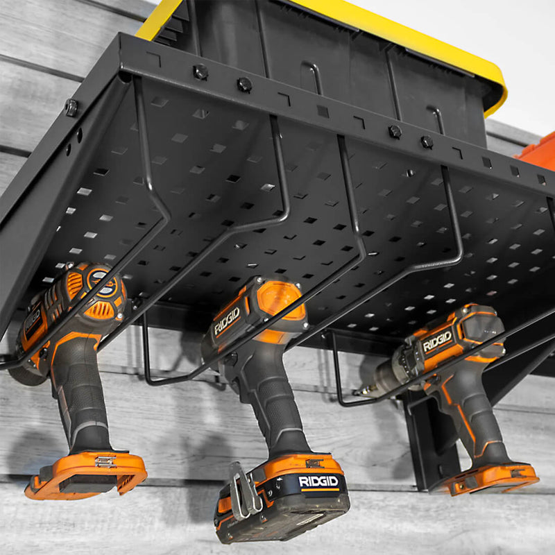 Proslat Stealth Slatwall 24-Inch Heavy Duty Metal Shelf with Tool Holders