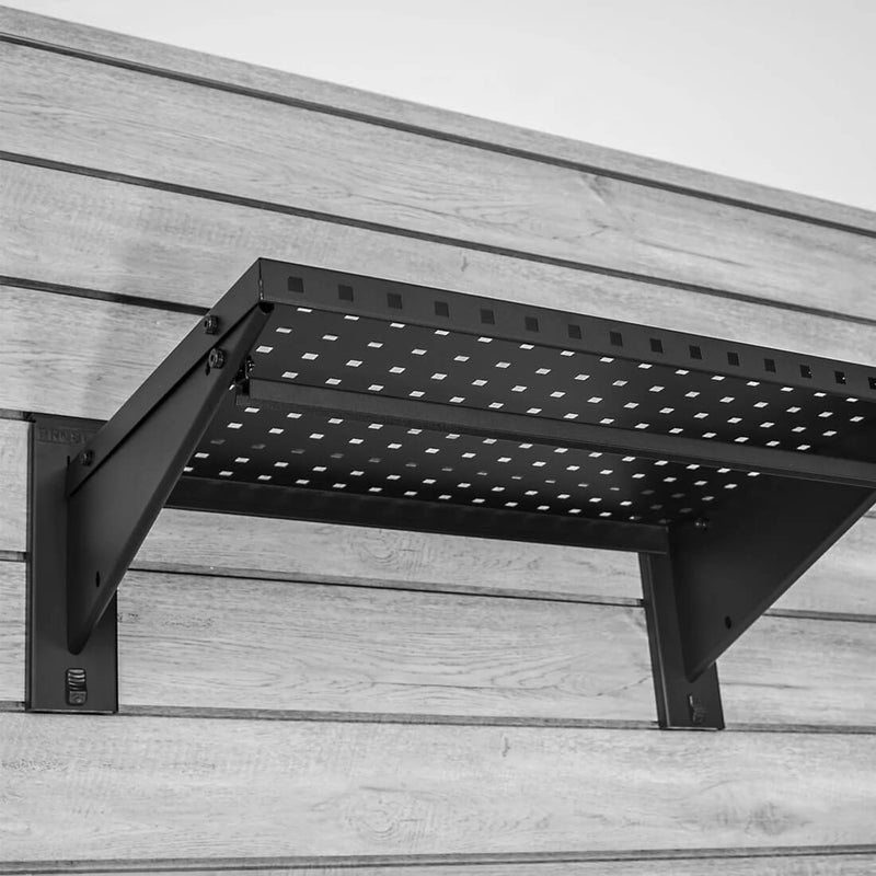 Proslat Stealth Slatwall 24-Inch Heavy Duty Metal Shelf with Clothing Rod