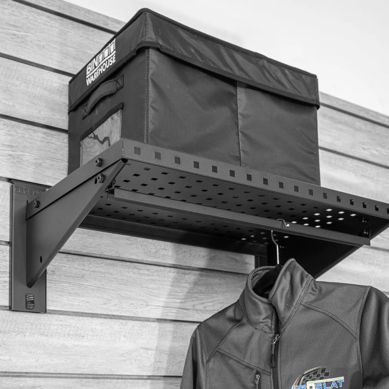 Proslat Stealth Slatwall 24-Inch Heavy Duty Metal Shelf with Clothing Rod