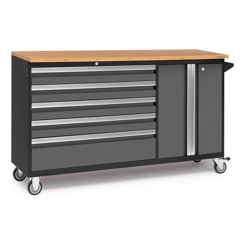 NewAge Products Bold Grey 62-Inch Project Center with Bamboo Worktop