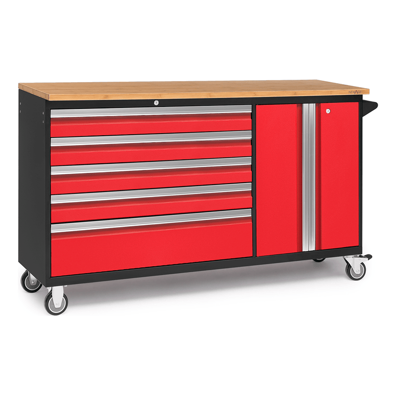 NewAge Products Bold Red 62-Inch Project Center with Bamboo Worktop