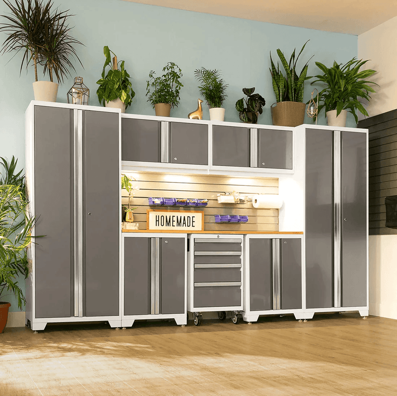 NewAge Products Bold Platinum 8-Piece Garage Wall-Mounted Cabinet System