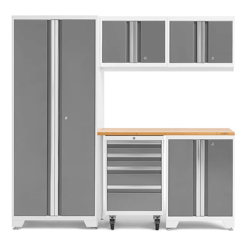 NewAge Products Bold Grey 6-Piece Garage Cabinet System with Platinum Worktop