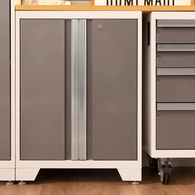 NewAge Products Bold Platinum 7-Piece Garage Cabinet System with Bamboo Worktop