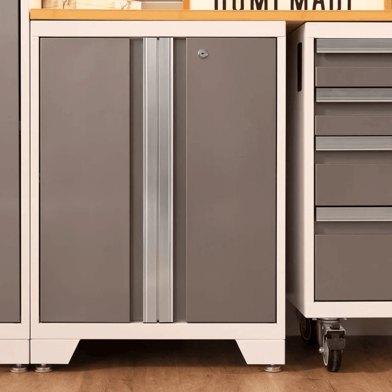 NewAge Products Bold Platinum 10-Piece Garage Cabinet System with Stainless Steel Worktops