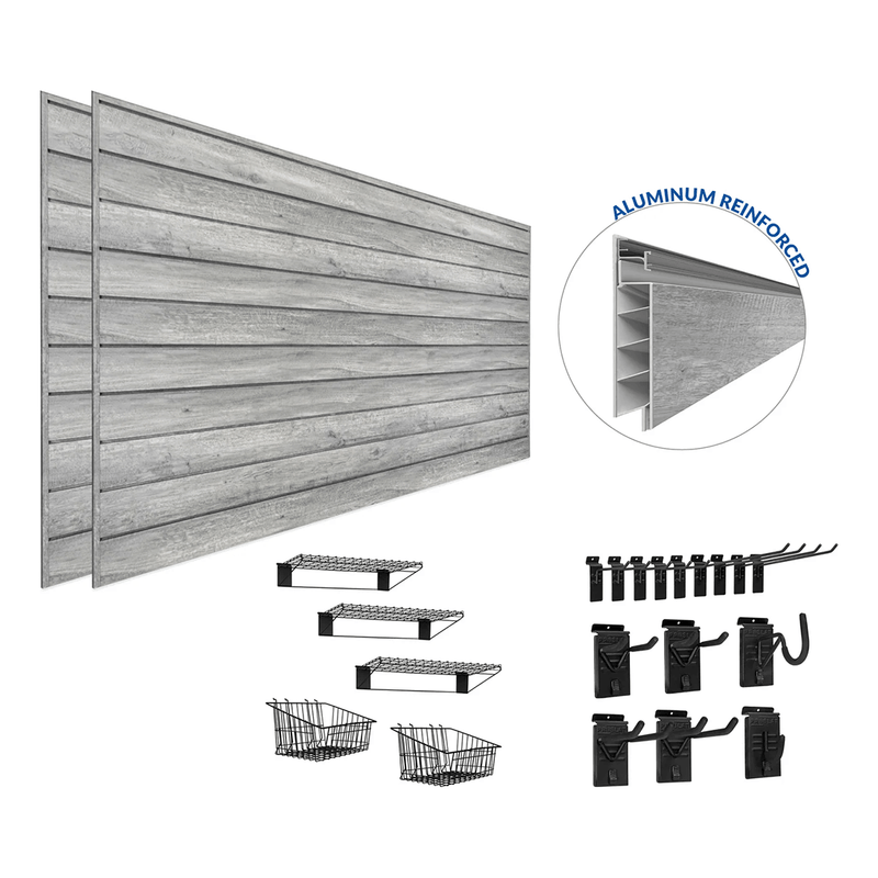 Proslat PROCORE Slatwall Ultimate Bundle (Grey Wood)