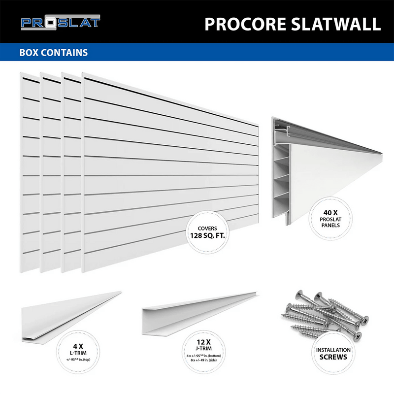 Proslat PROCORE Slatwall Standard Bundle (White)