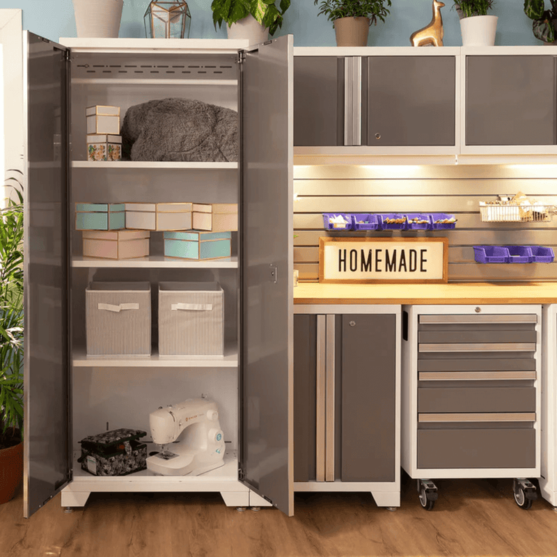 NewAge Products Bold XL Platinum 6-Piece Garage Cabinet System with Bamboo Worktop