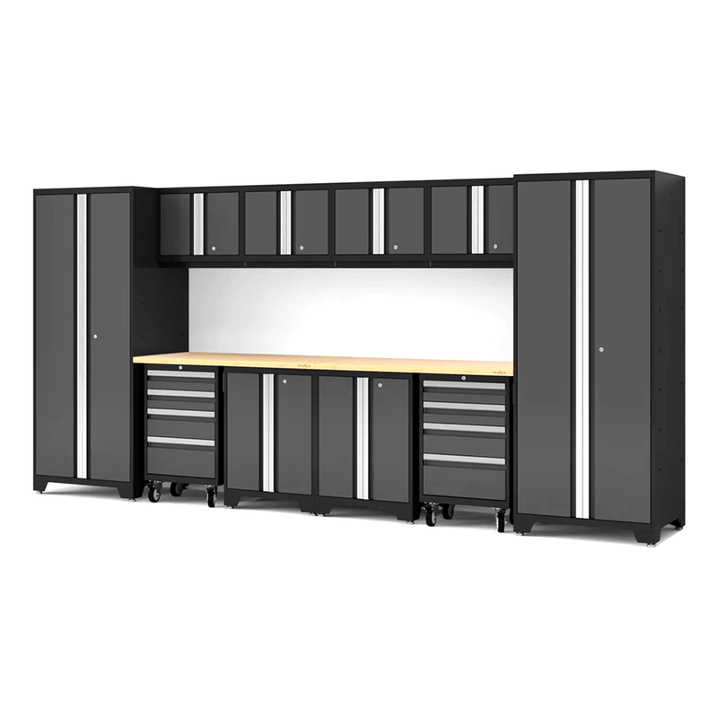 NewAge Products Bold XL Grey 12-Piece Garage Cabinet System with Bamboo Worktop