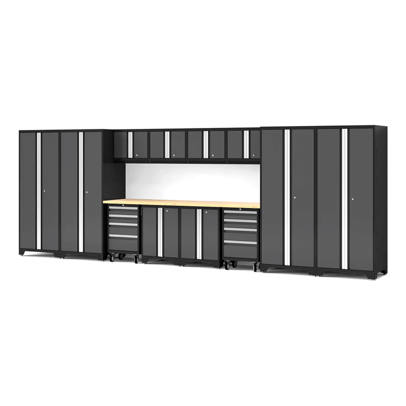 NewAge Products Bold XL Grey 14-Piece Garage Cabinet System with Bamboo Worktop