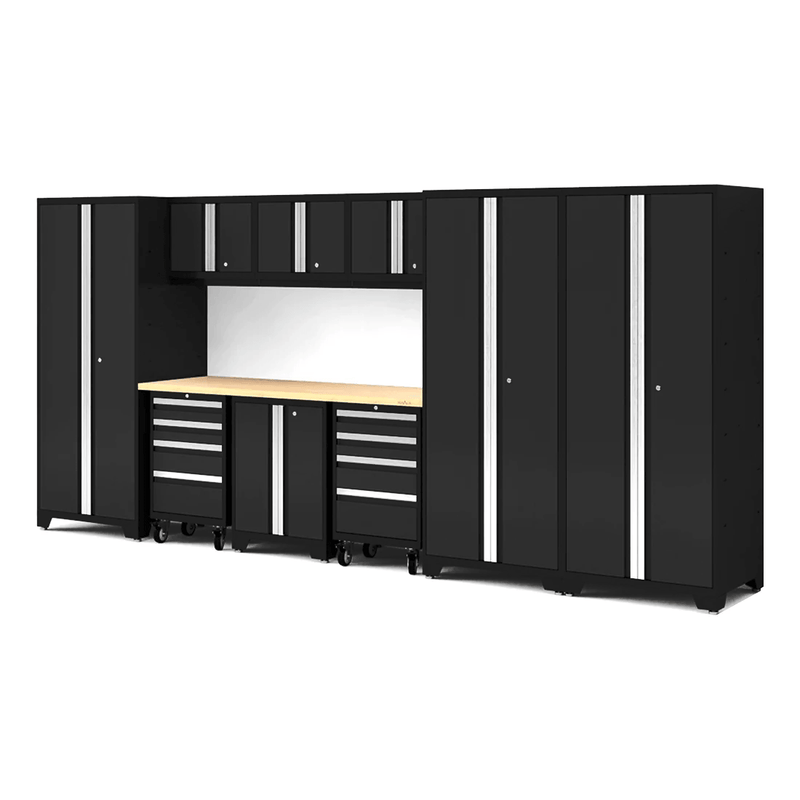 NewAge Products Bold XL Black 10-Piece Garage Cabinet System with Bamboo Worktop