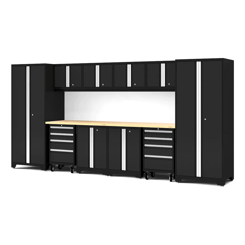 NewAge Products Bold XL Black 12-Piece Garage Cabinet System with Bamboo Worktop