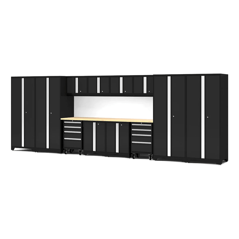 NewAge Products Bold XL Black 14-Piece Garage Cabinet System with Bamboo Worktop