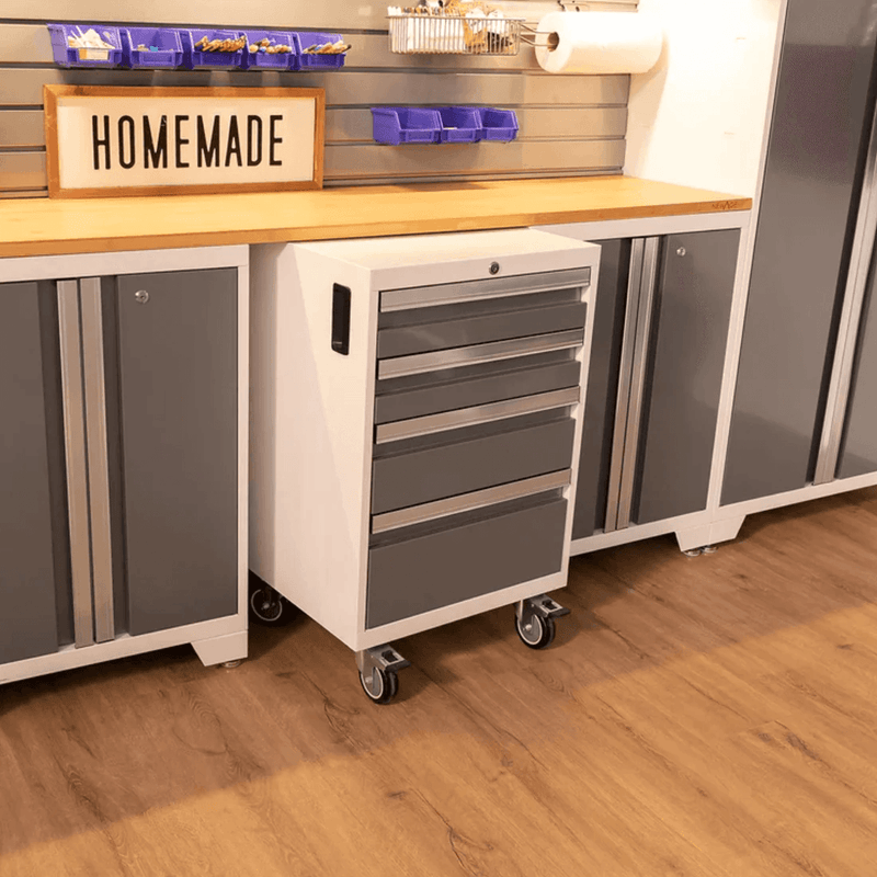 NewAge Products Bold XL Platinum 4-Piece Garage Cabinet System with Stainless Steel Worktop